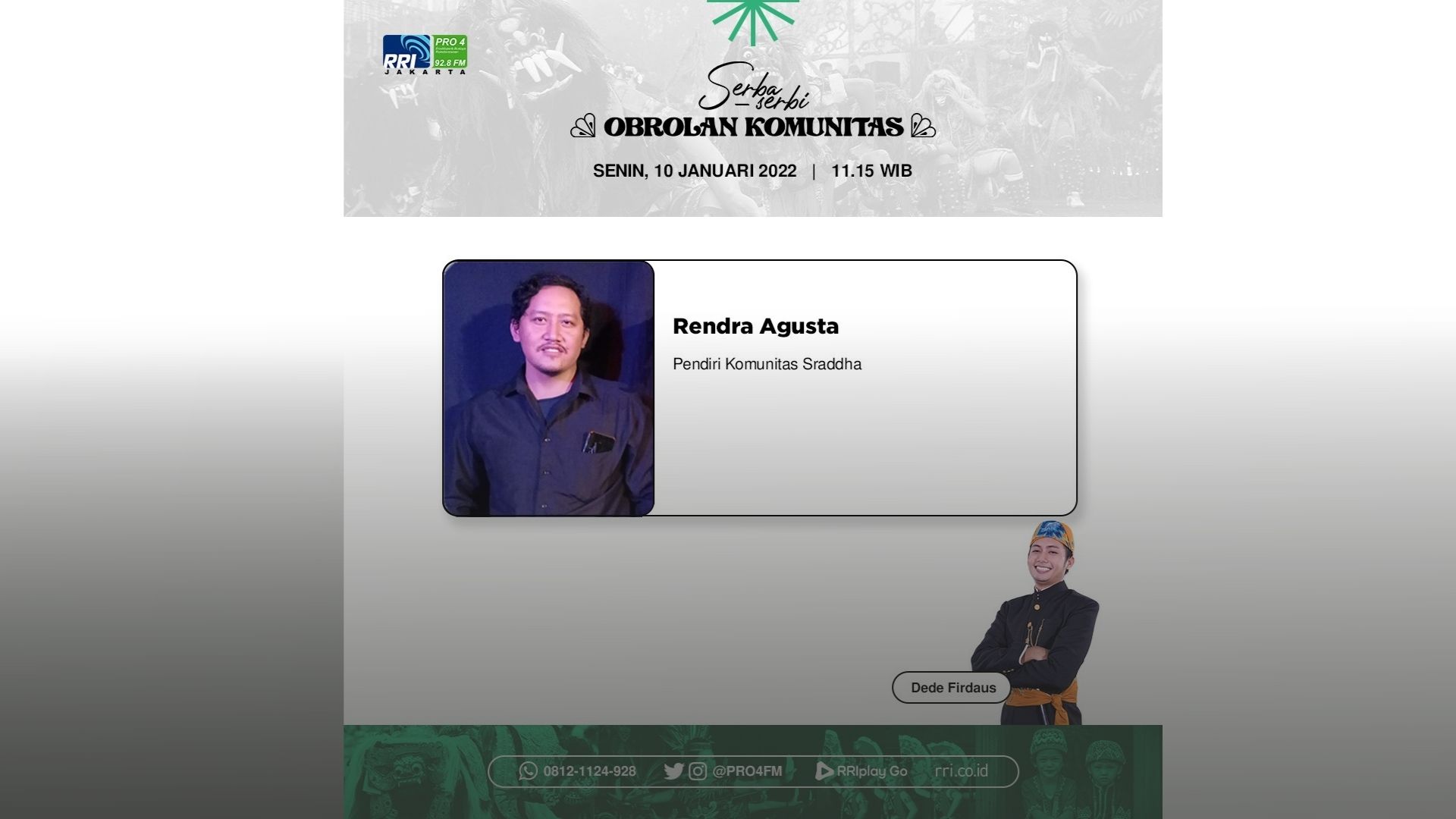 Mengudara bersama PRO 4 RRI Jakarta Mengudara bersama PRO 4 RRI Jakarta